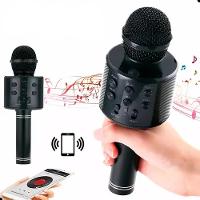 Microfone Sem Fio Bluetooth Karaoke The Voice Portatil Caixa Som Recarregavel Auto Falante Musical Adulto Preto