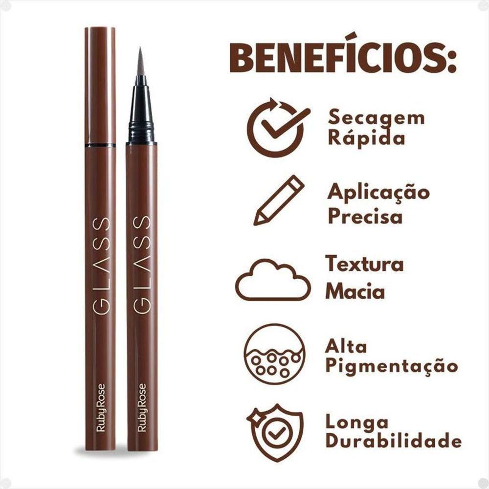 Ruby Rose Caneta Delineadora Marrom Dark Brown Glass Hb5272 0,6g - 6