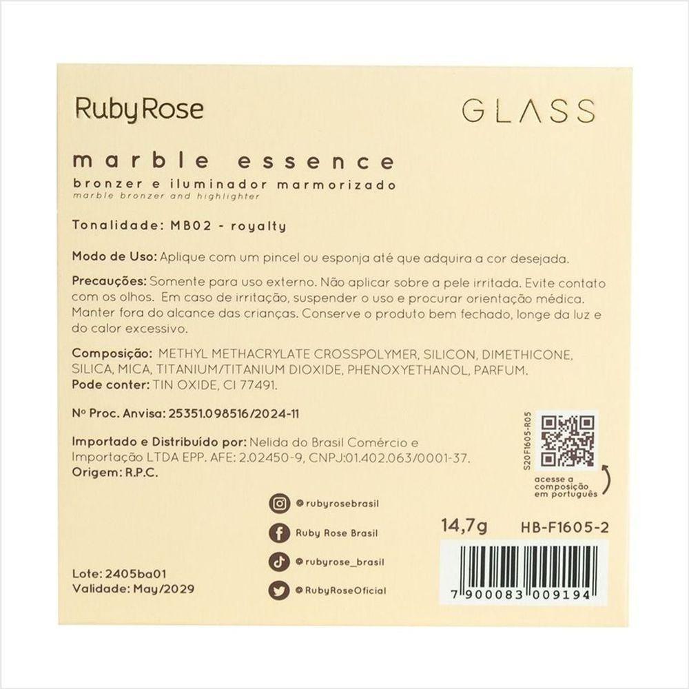 Ruby Rose Blonzer E Iluminador Marmorizado Glass Hbf16052 14,7g - 3