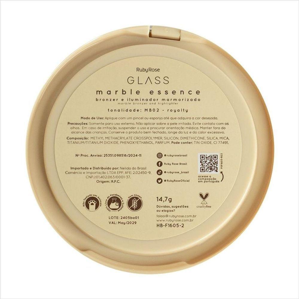 Ruby Rose Blonzer E Iluminador Marmorizado Glass Hbf16052 14,7g - 5