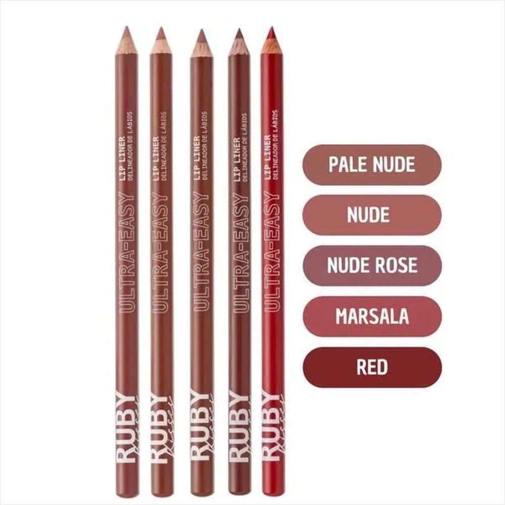 Kit Lápis De Boca Ruby Kisses Liner Red+pale Nude+marsala - 8