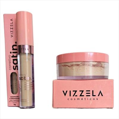 Kit Vizzela Corretivo Satin Cor 3 + Pó Facial Satin Powder