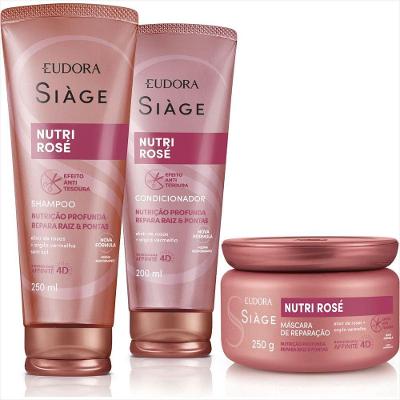 Kit Eudora Siage Nutri Rosé Shampoo+condicionador+máscara