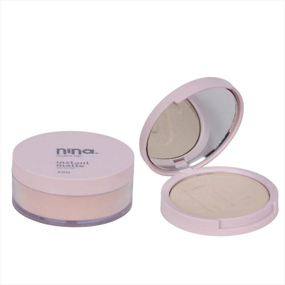 Kit Nina Makeup Pó Instant Compacto Cor 1 + Pó Solto Cor:1 - 1
