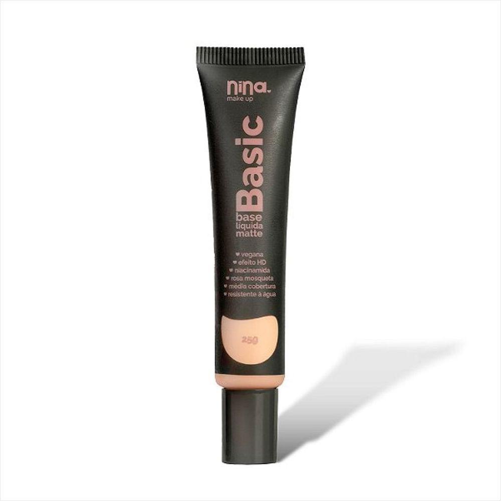 Kit Nina Makeup Base Líquida Basic+pó Solto Instant Cor 2 - 6