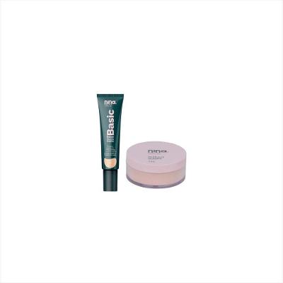 Kit Nina Makeup Base Líquida Basic+pó Solto Instant Cor 2