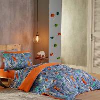 Kit Edredom Alegria Dupla Face Solteiro 2 Peças Malha Estampada 100% Algodão - Dino Space - 1