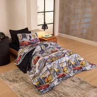 Kit Edredom Alegria Dupla Face Solteiro 2 Peças Malha Estampada 100% Algodão - Carros Race - 1