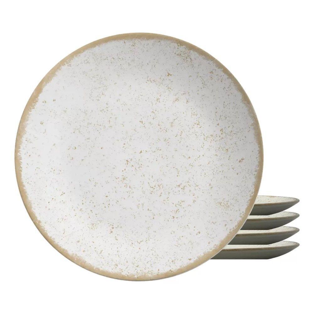 Jogo 4 Pratos Raso Coup Organic Cor Bege Cerâmica 29cm Alleanza - 1