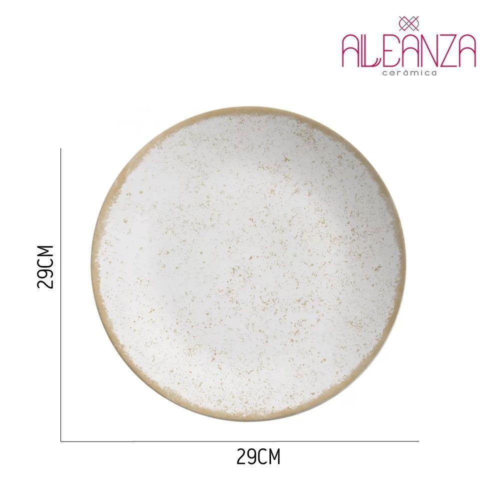 Jogo 4 Pratos Raso Coup Organic Cor Bege Cerâmica 29cm Alleanza - 3