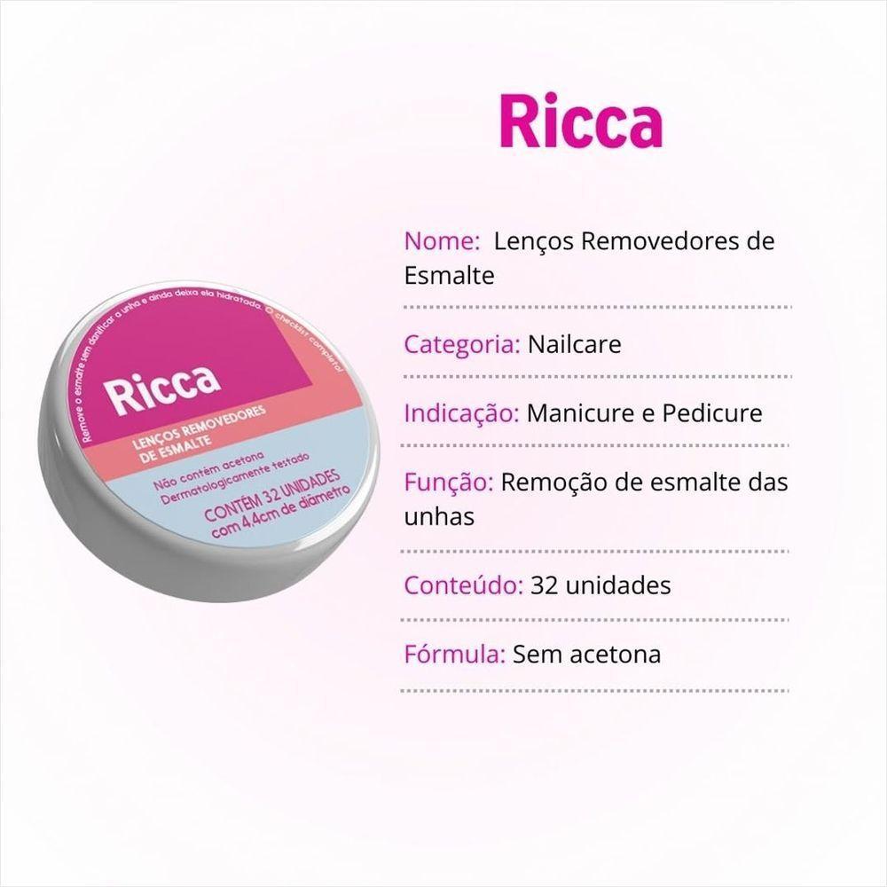 Ricca Lenço Umedecido Removedor De Esmalte 32un - 6