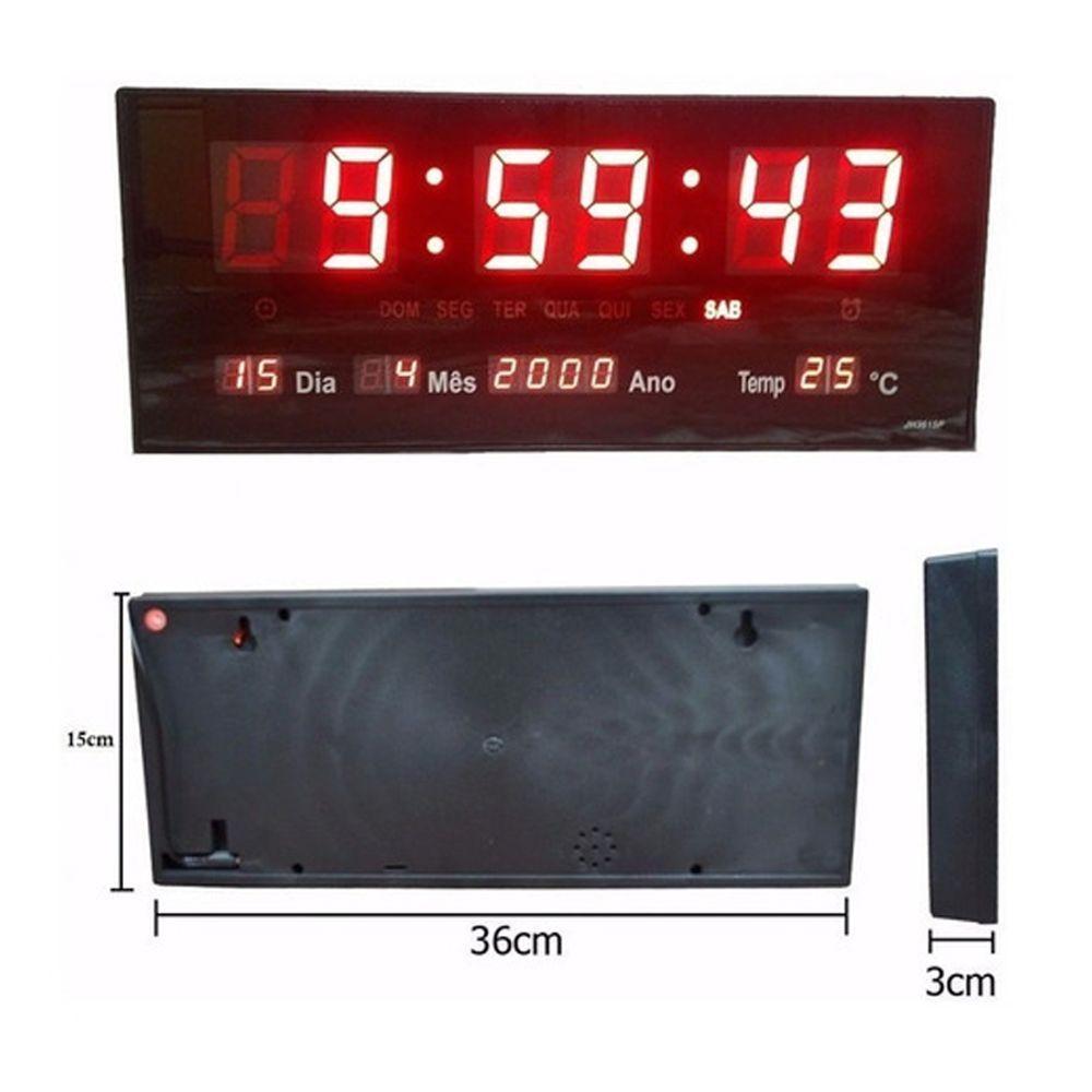Relogio Parede Digital Led Grande Data Mes E Ano Temper 36cm - 2