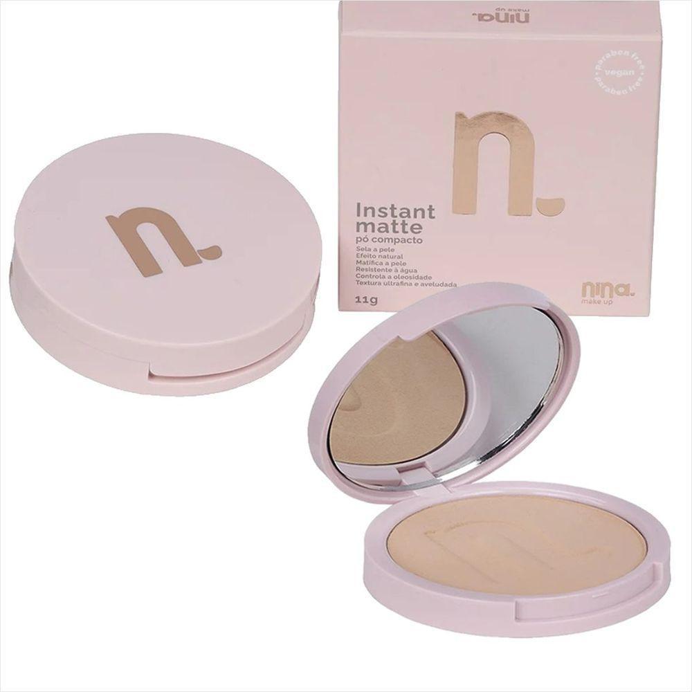 Kit Nina Makeup Base Líquida Basic+pó Compacto Instant Cor 3 - 3