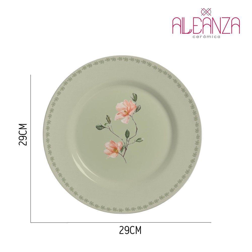 Jogo 2 Pratos Raso Magnólia By Aurora Cerâmica Alleanza 29cm - 4