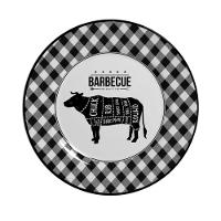 Jogo 6 Pratos Raso Barbecue Preto E Branco Cerâmica Alleanza 29cm - 3