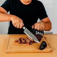 Kit 3 Peças Para Churrasco Faca Garra Amolador Preto - 6