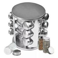 Porta Tempero 12 Potes Em Vidro Com Suporte Giratório - 3