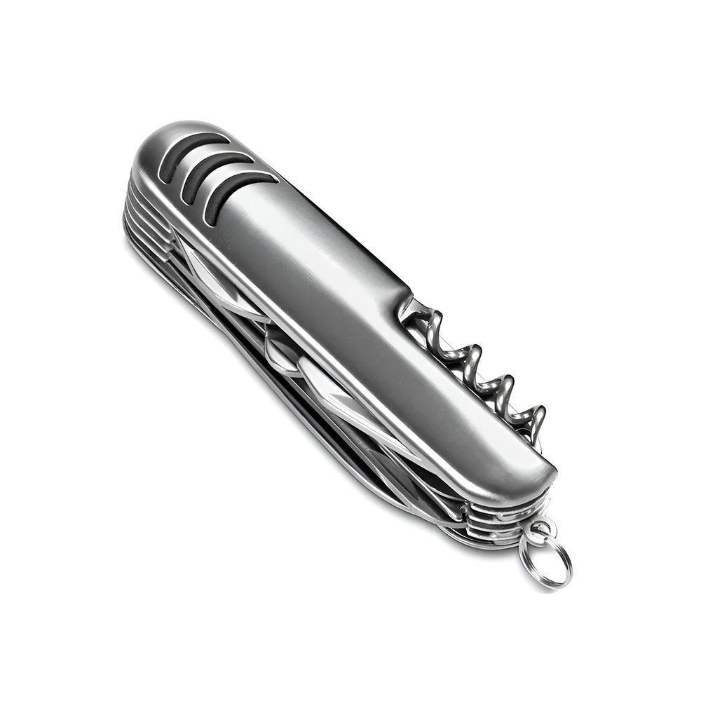 Canivete Multifuncional Prateado Aço Inox Funções Camping - 7