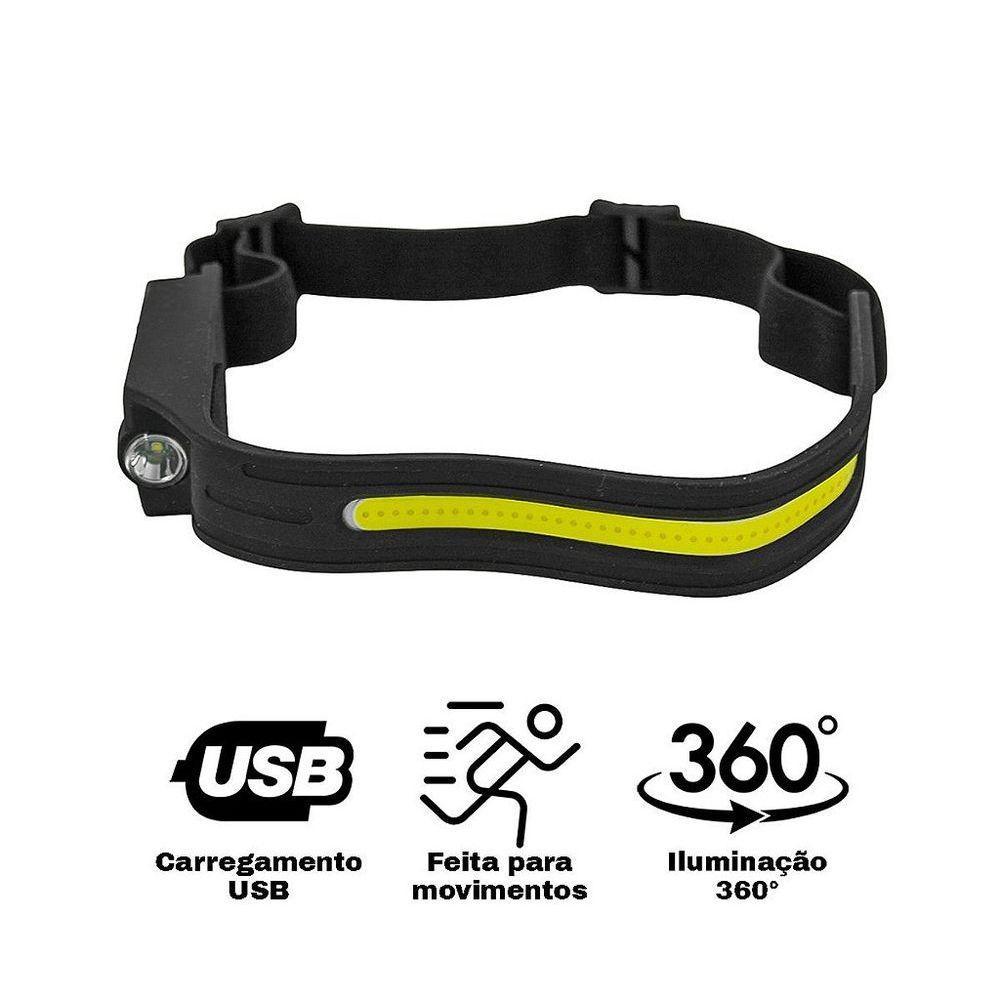 Lanterna De Cabeça Farol Recarregável Usb Resistente Agua Faixa Led - 2