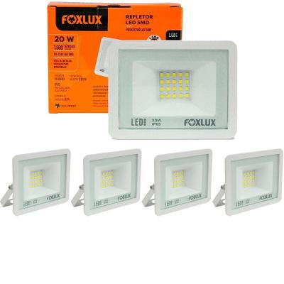 Kit 5 Refletor Led 20w 6500k Branco Bivolt Foxlux