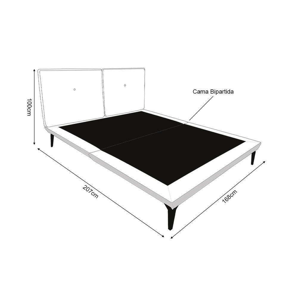 Base Box Cama Japonesa Toquio Queen Com Cabeceira Almofada Linho Bege - 4