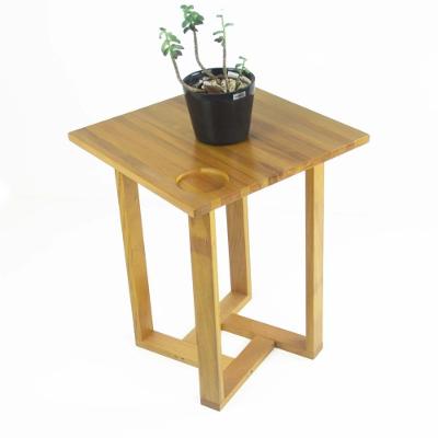 Mesa Lateral Design Quadrada Madeira Nobre