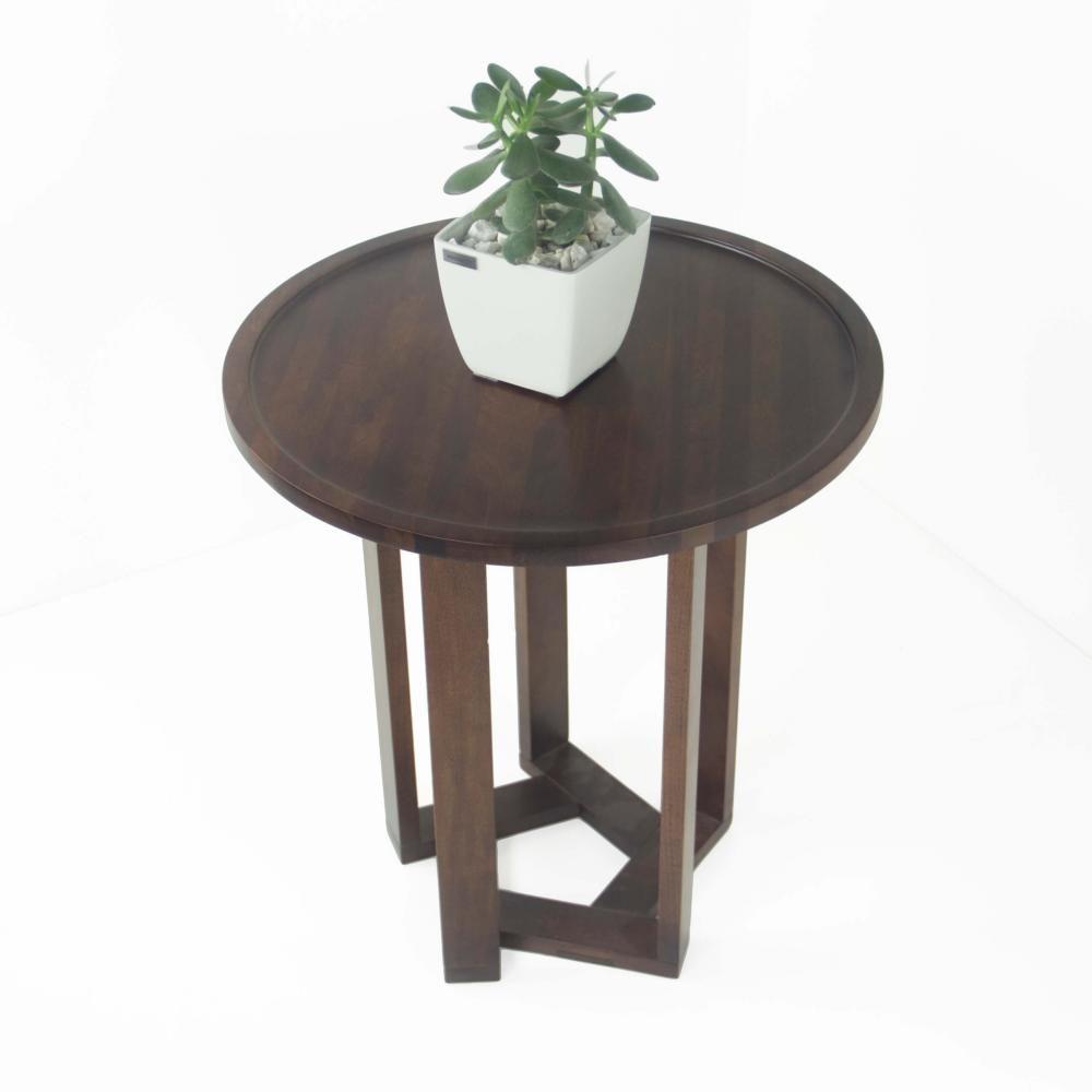 Mesa Lateral Design Redonda Madeira Nobre Imbuia - 1