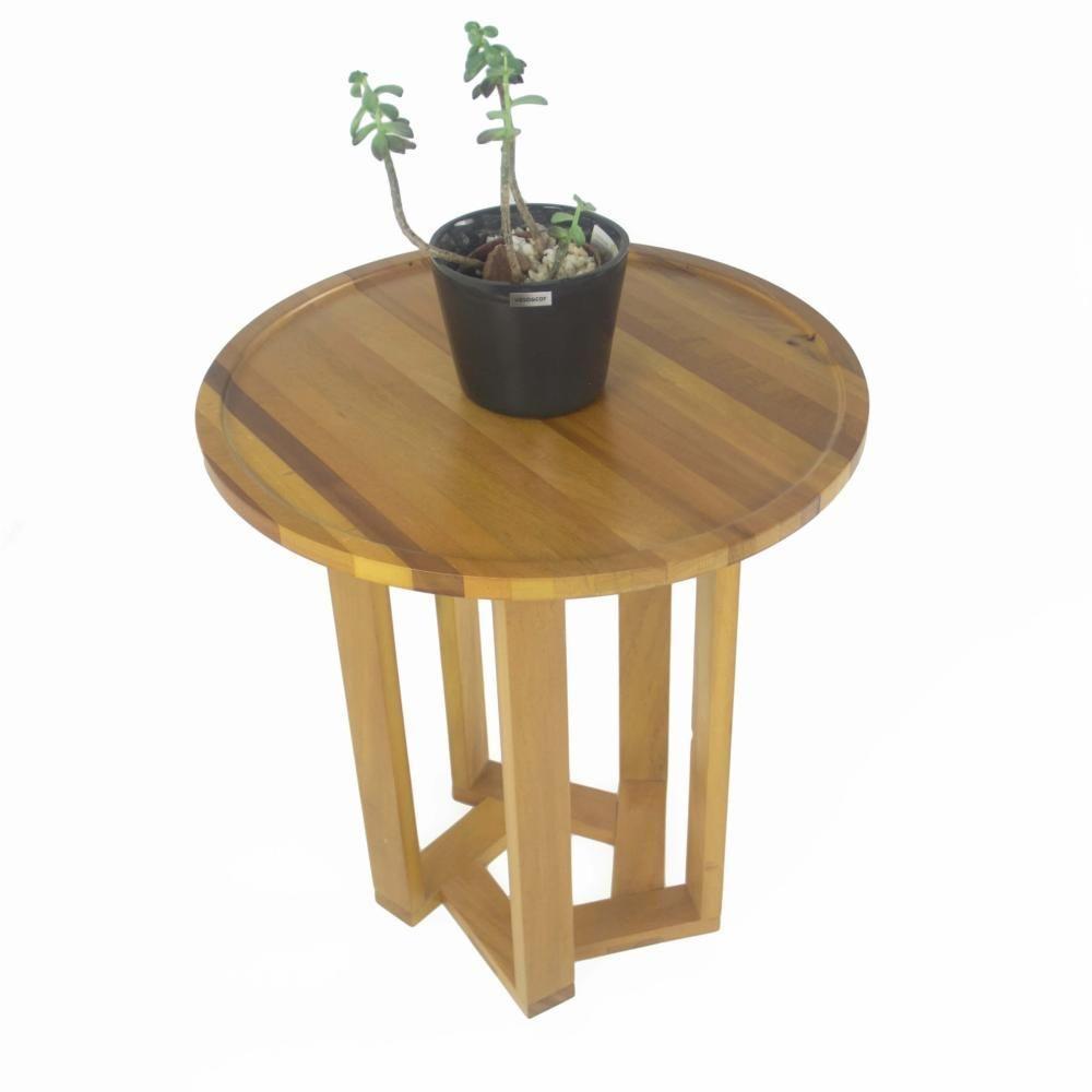 Mesa Lateral Design Redonda Madeira Nobre - 1
