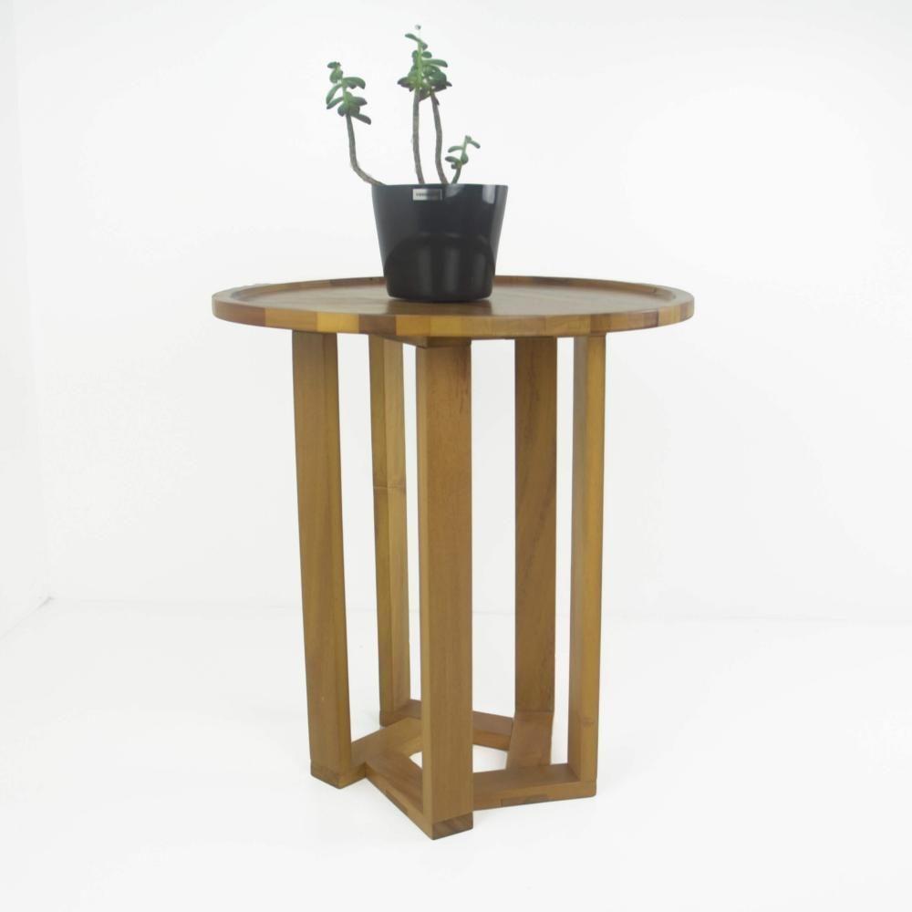 Mesa Lateral Design Redonda Madeira Nobre - 2