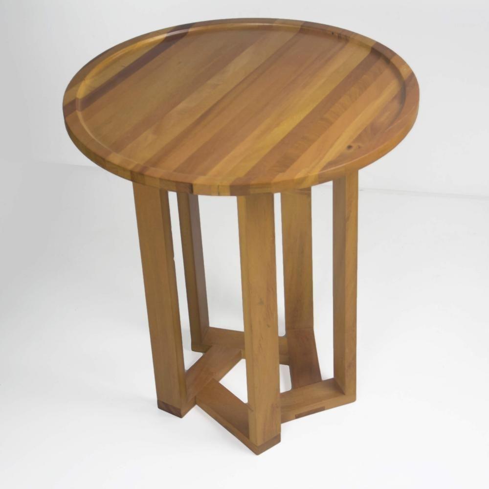 Mesa Lateral Design Redonda Madeira Nobre - 3