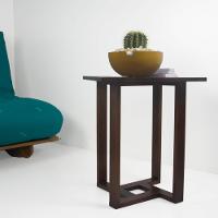 Mesa Lateral Design Quadrada Madeira Nobre Imbuia - 2