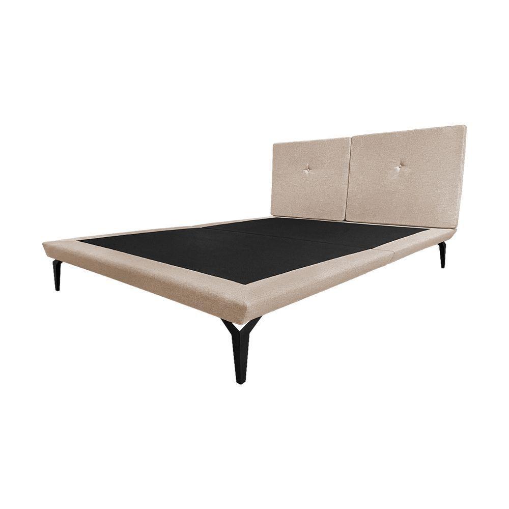 Cama Japonesa Toquio King Com Cabeceira Almofada Linho Bege - 2