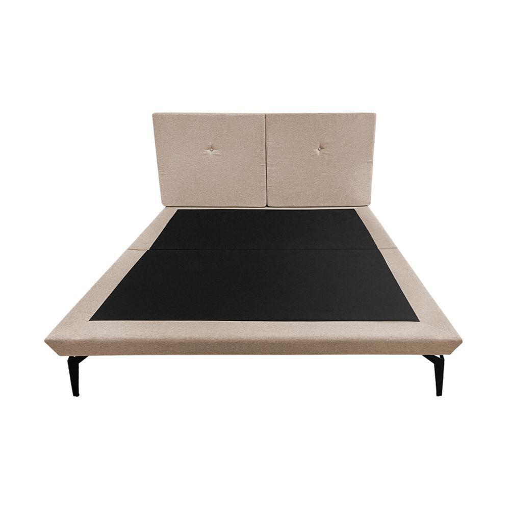 Cama Japonesa Toquio King Com Cabeceira Almofada Linho Bege - 5