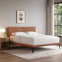 Cama Japonesa Toquio King Com Cabeceira Almofada Linho Telha - 1