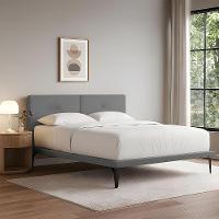 Cama Japonesa Toquio King Com Cabeceira Almofada Linho Cinza - 1