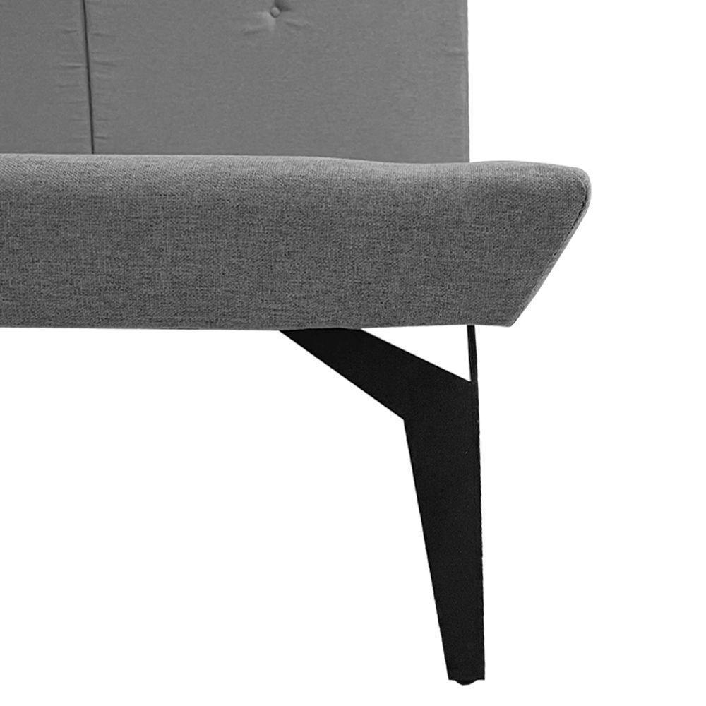 Base Box Cama Japonesa Toquio Queen Com Cabeceira Almofada Linho Cinza - 3