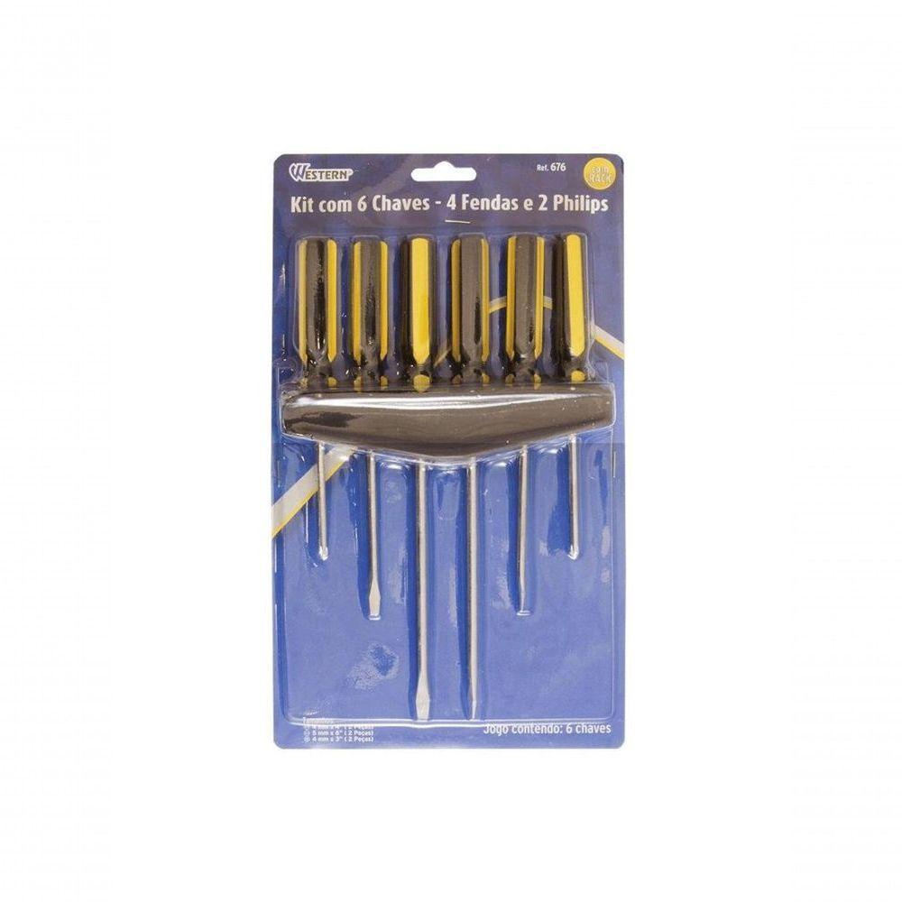 Jogo De Chaves De Fenda E Philips Western Com 6 Pecas - 2