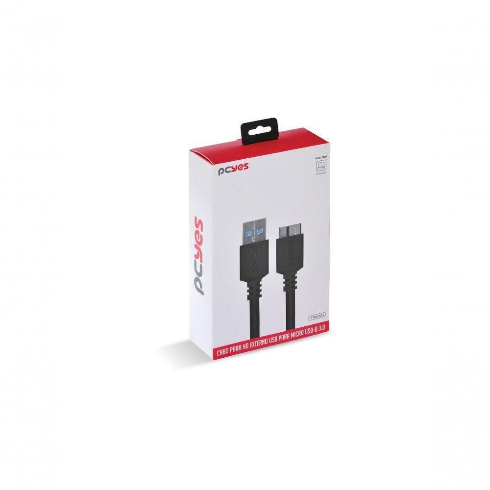 Cabo Para Hd Externo Usb A 3.0 Macho Para Micro Usb B 3.0 (10 Pinos) Macho 28awg Puro Cobre 5 Metros - Puamcm3-5 - 6