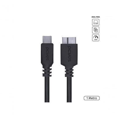 Cabo Para Hd Externo Usb Tipo C Para Micro Usb B 3.0 1 Metro Preto - P3ucmbp-1