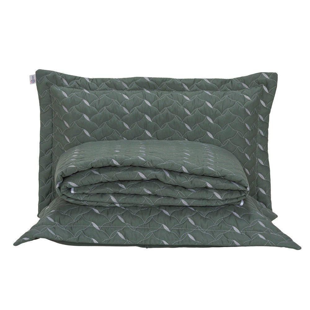 Cobre Leito Bordado 400 Fios Heitor Casal King 100% Poliéster - Verde Militar - 1