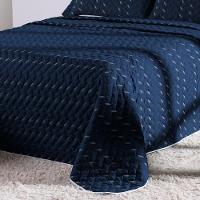 Cobre Leito Bordado 400 Fios Heitor Casal King 100% Poliéster - Azul Marinho - 4