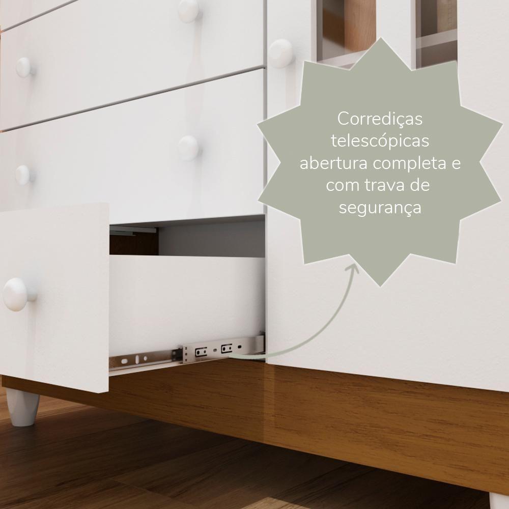 Cômoda Infantil 4 Gavetas Com Fraldário Gabrielle Branco Com Bétula Carolina Baby - 4