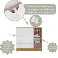 Cômoda Infantil 4 Gavetas Com Fraldário Gabrielle Branco Com Bétula Carolina Baby - 5