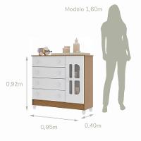 Cômoda Infantil 4 Gavetas Com Fraldário Gabrielle Branco Com Bétula Carolina Baby - 6