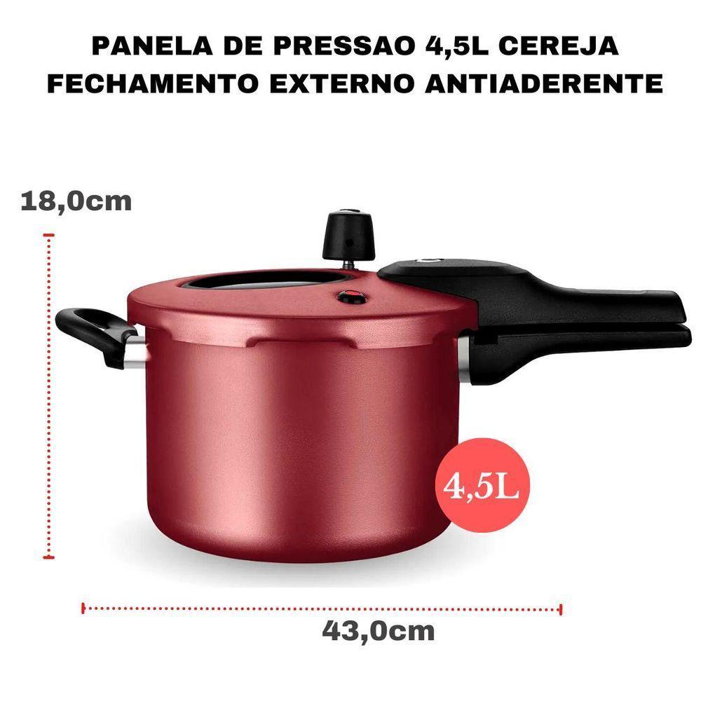 Panela De Pressão Antiaderente Com Visor 4.5 L Mta Cereja - 6