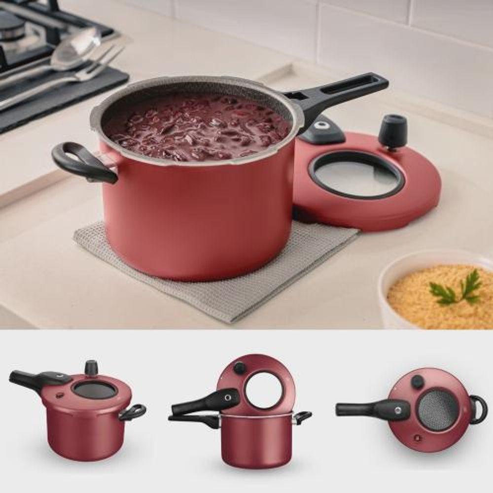 Panela De Pressão Antiaderente Com Visor 4.5 L Mta Cereja - 9