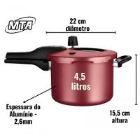 Panela De Pressão Antiaderente Com Visor 4.5 L Mta Cereja - 10