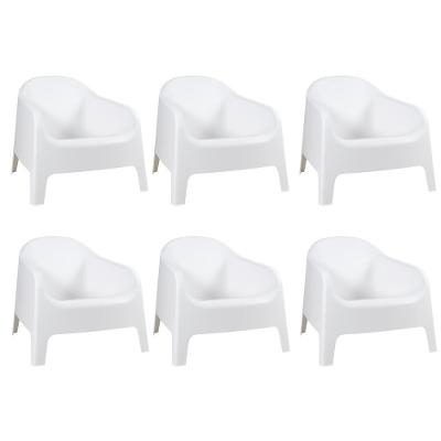 Kit 6 Cadeiras Poltrona Para Jardim Varanda Skarpo Branco Branco