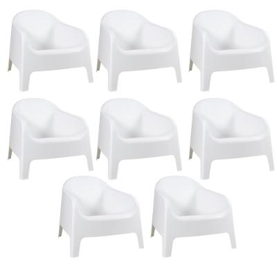 Kit 8 Cadeiras Poltrona Para Jardim Varanda Skarpo Branco