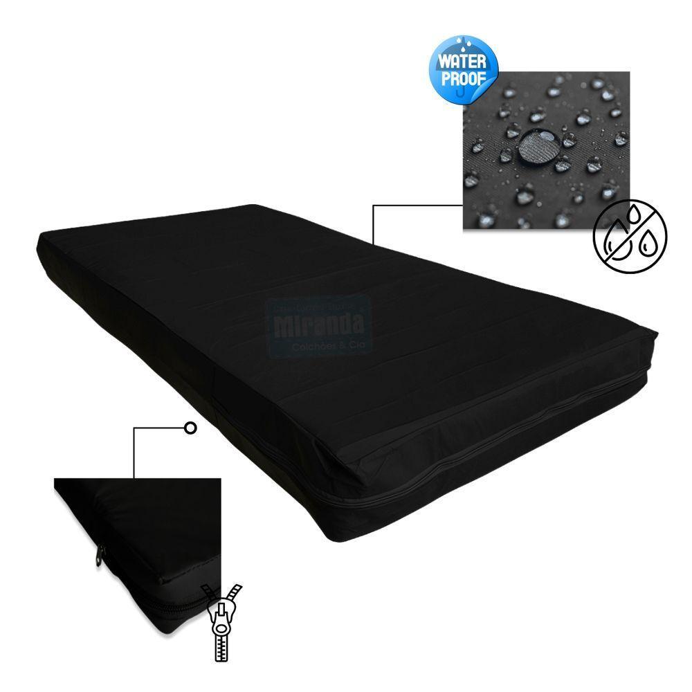 Capa Impermeável Para Colchão Casal Feita Em Napa Hospitalar 138x188x20cm - Preta - 6